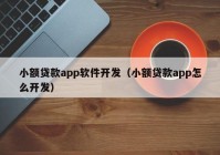 小额贷款app软件开发（小额贷款app怎么开发）