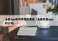 合肥app软件开发的费用（合肥开发app的公司）