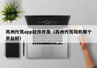 苏州代驾app软件开发（苏州代驾司机哪个平台好）