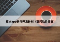 嘉兴app软件开发计划（嘉兴软件行业）